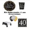 Mgs33 Kit (cde7 ) Anniversaire 40 ans complet décoration table 16 personnes (16 Assiettes, 16 gobelets, 16 Serviettes, 1 Nappe ...