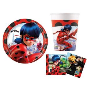 Mgs33 Kit Miraculous Lady Bug by Paris , Anniversaire Fête 8 Enfants ( 8 gobelets, 8 Assiettes, 20 serviettes ) + 1 cadeau Lady bug