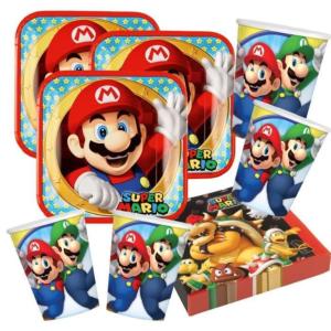 Kit de 52 pièces ( cde 5 ) motif super mario, fête les anniversaires des enfants 